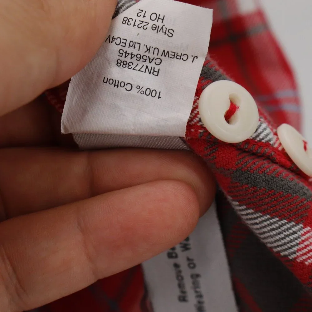 J Crew Shirt Mens Medium Flannel Button Up Long Sleeve Red Plaid Cotton sporting